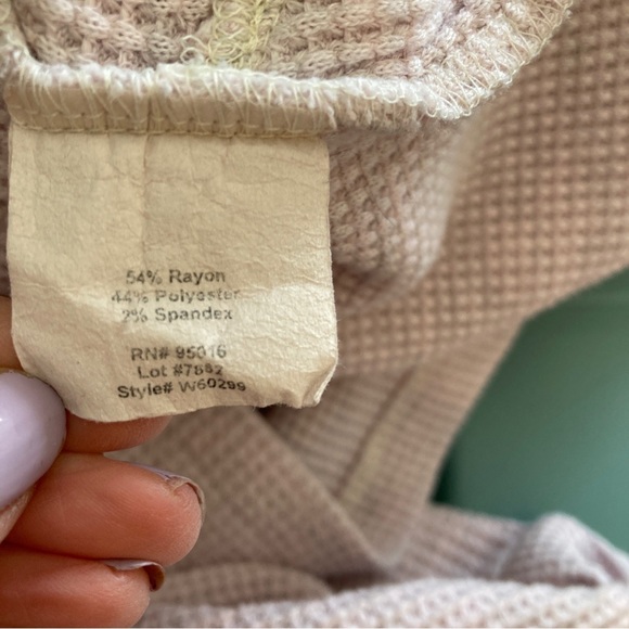 Straight Down Heathered Pink Waffle Drawstring Neck Sweater L - Picture 9 of 9